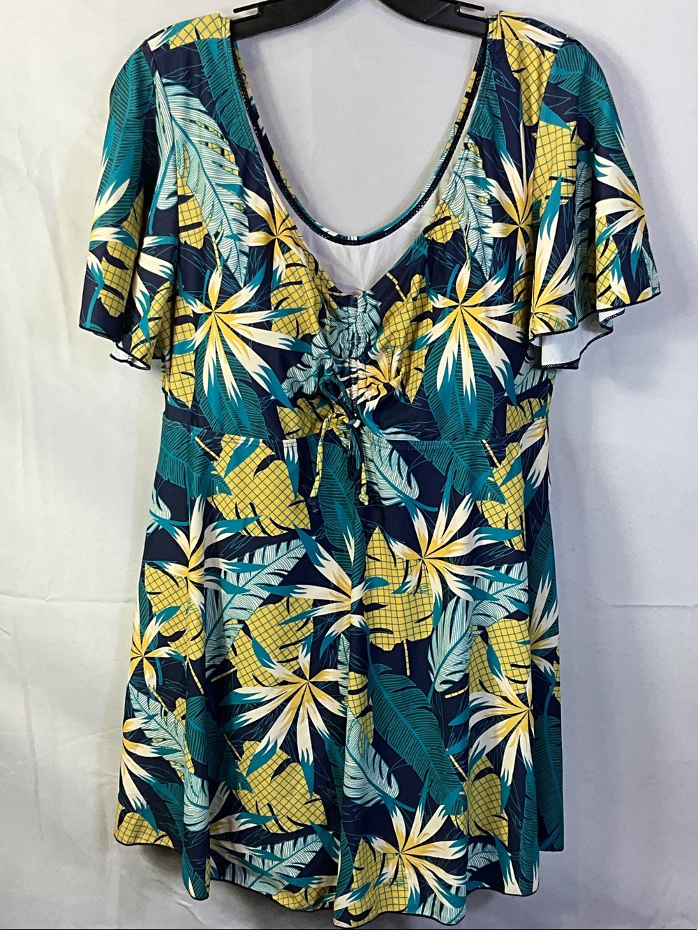Ecupper Short Sleeve Padded Swim Dress With Shorts One Piece Size 3X